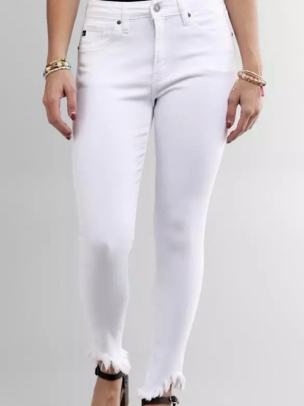 Kancan White Distressed Skinny Jeans Size 13/30